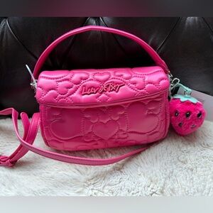 Pink Quilted Heart Crossbody Bag